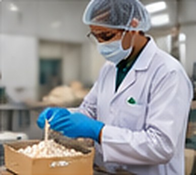 A quality inspector checking makhana